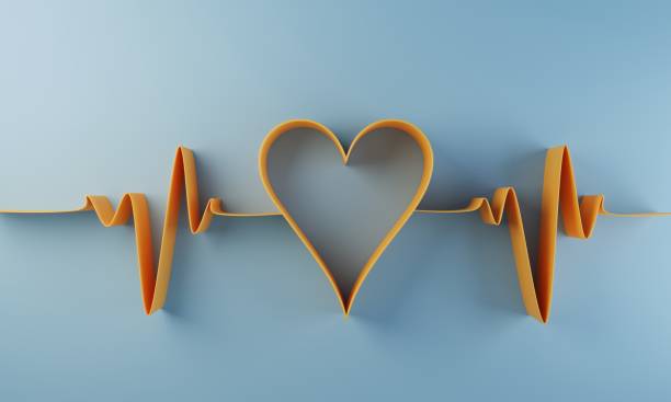 Digital generated heart shape with pulse trace. (3d render)